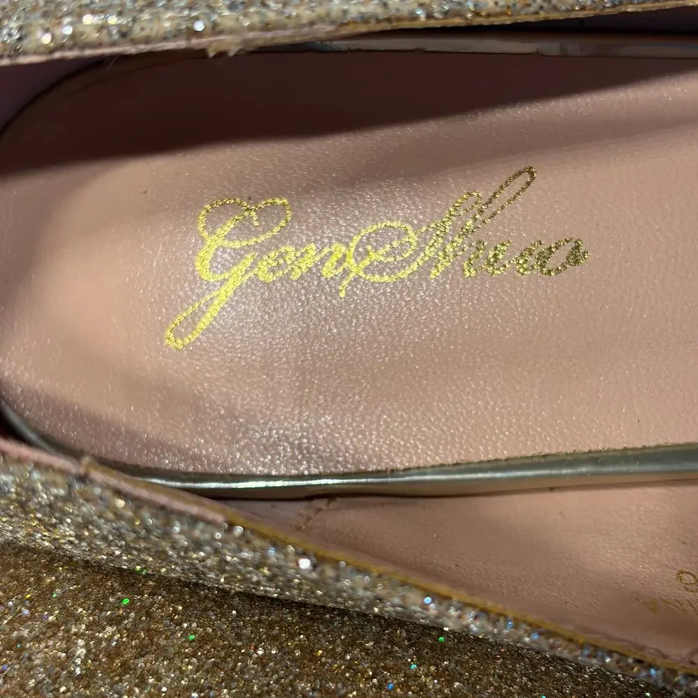 Genshuo Heels Pumps Stiletto Gold Glitter 5.5